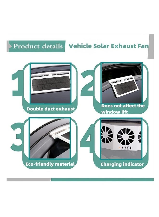 Portable Solar Powered Fan for Car, 12V Car Window Fan Solar Powered, Auto Solar Ventilation Fan for Car, Vehicle Exhaust Cooling Fan, for All Kinds of Cars, White  - Image 5