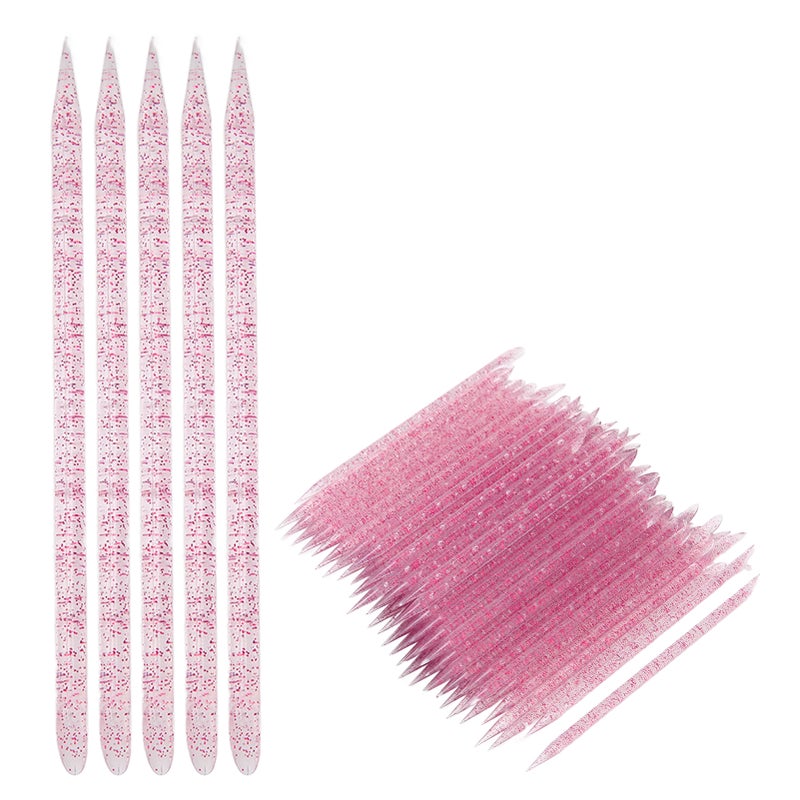 100pcs Disposable Nail Cuticle Pusher Double End Cuticle Manicure Pedicure SticksPurplish Red - Image 4