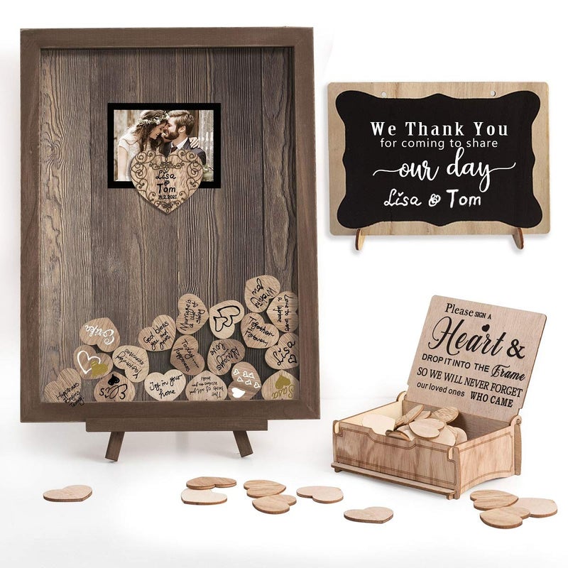 Y&K Homish YK Homish Wedding Guest Book Alternative Rustic wedding decorations for reception wedding signs Rustic Brown