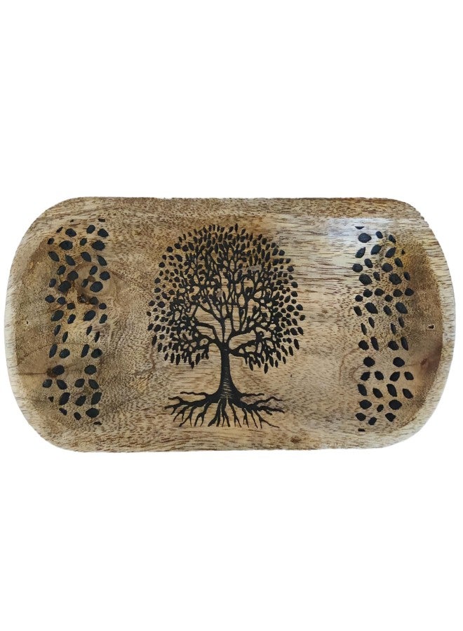VANIYA CRAFTS حامل بخور خشبي مصنوع يدويًا من VANIYA CRAFTS® بتصميم شجرة الحياة على شكل قارب، صينية بخور لتزيين المنزل والمطاعم (11 × 4، أسود طبيعي) - Image 4