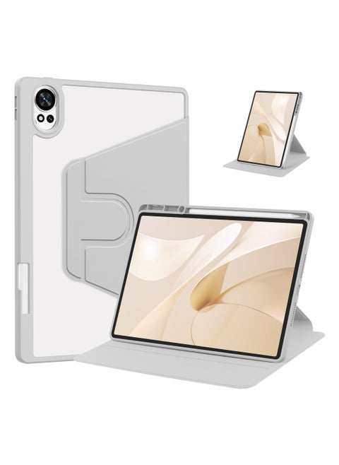 حافظة دوارة متوافقة مع جهاز HUAWEI MatePad Air مقاس 12 بوصة/HUAWEI MatePad 12X، غطاء بحامل دوار 360 درجة، غطاء فوليو متعدد الزوايا مع حامل قلم رصاص، رمادي