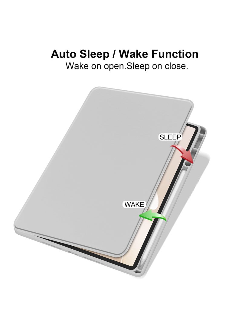 يوارب كينج - حافظة دوارة متوافقة مع جهاز HUAWEI MatePad Air مقاس 12 بوصة/HUAWEI MatePad 12X، غطاء بحامل دوار 360 درجة، غطاء فوليو متعدد الزوايا مع حامل قلم رصاص، رمادي - Image 1