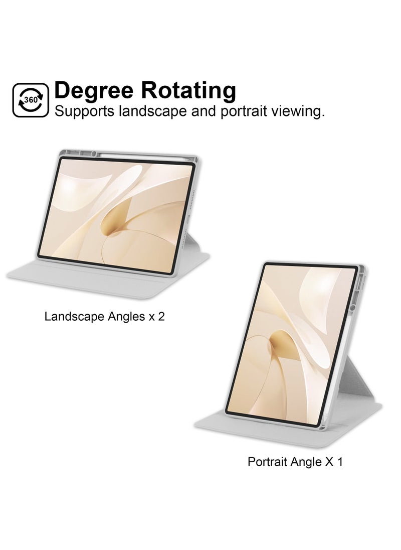 يوارب كينج - حافظة دوارة متوافقة مع جهاز HUAWEI MatePad Air مقاس 12 بوصة/HUAWEI MatePad 12X، غطاء بحامل دوار 360 درجة، غطاء فوليو متعدد الزوايا مع حامل قلم رصاص، رمادي - Image 1