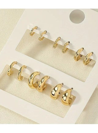 A Set Of 6 Pairs Of European And American Fashion 6pcs Set Of Golden Earrings Set With A Simple And Stylish Arc Shape, Suitable For Ladies' Daily Wear And Gifts. - pzsku/Z53A08E7B944EC4EE07E2Z/45/_/1738049932/52db07fb-eec3-453f-b984-16110b93ba5c
