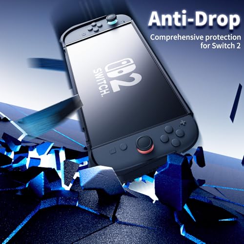 HEYSTOP Switch 2 Case Compatible with Nintendo Switch 2 Dockable Case Cover, Switch 2 Protective TPU Case with Screen Protector and 6 Thumb Grips, HD Tempered Glass, Shock Absorption and Anti-Scratch - Image 5