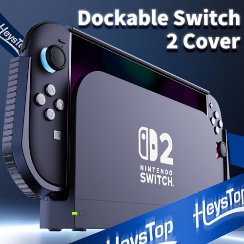 HEYSTOP Switch 2 Case Compatible with Nintendo Switch 2 Dockable Case Cover, Switch 2 Protective TPU Case with Screen Protector and 6 Thumb Grips, HD Tempered Glass, Shock Absorption and Anti-Scratch - Image 2