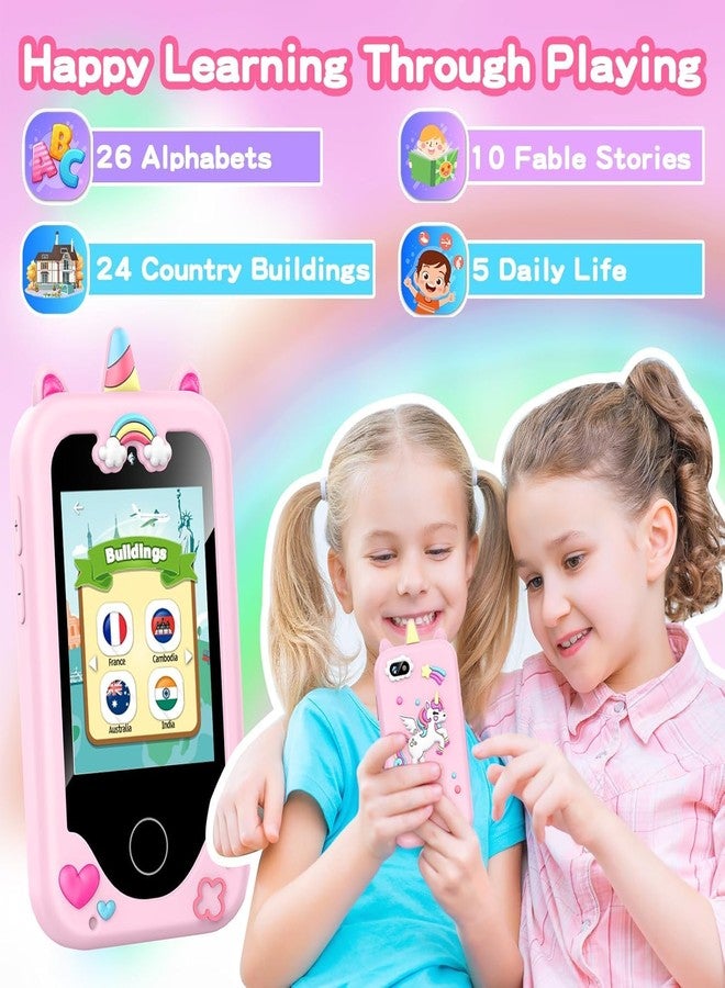 CADDLE & TOES Kids Smartphone for Girls Boys, Christmas Birthday Gifts for Girls Boys Age 3-10, Kids Toy Cellphone, 2.8" Touchscreen, Learning Play Toy Phone with Dual Camera, Game, Music Player, Pink - Image 2