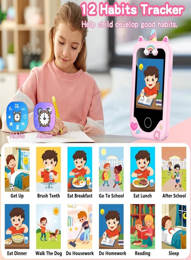 CADDLE & TOES Kids Smartphone for Girls Boys, Christmas Birthday Gifts for Girls Boys Age 3-10, Kids Toy Cellphone, 2.8" Touchscreen, Learning Play Toy Phone with Dual Camera, Game, Music Player, Pink - Image 3