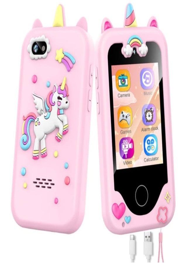 CADDLE & TOES Kids Smartphone for Girls Boys, Christmas Birthday Gifts for Girls Boys Age 3-10, Kids Toy Cellphone, 2.8" Touchscreen, Learning Play Toy Phone with Dual Camera, Game, Music Player, Pink - Image 1