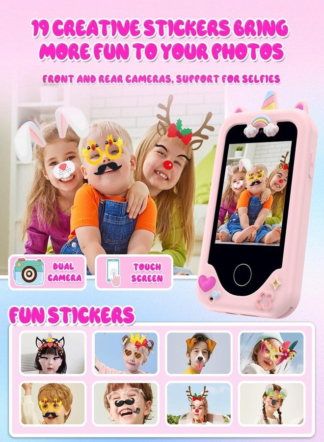 CADDLE & TOES Kids Smartphone for Girls Boys, Christmas Birthday Gifts for Girls Boys Age 3-10, Kids Toy Cellphone, 2.8" Touchscreen, Learning Play Toy Phone with Dual Camera, Game, Music Player, Pink - Image 5