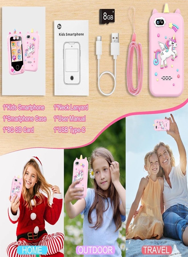 CADDLE & TOES Kids Smartphone for Girls Boys, Christmas Birthday Gifts for Girls Boys Age 3-10, Kids Toy Cellphone, 2.8" Touchscreen, Learning Play Toy Phone with Dual Camera, Game, Music Player, Pink - Image 4