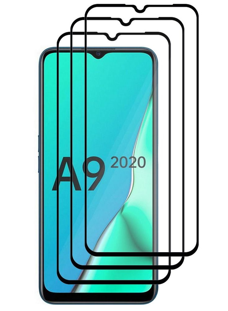 CATANES 3 Pack For Oppo A9-2020 Screen Protector Tempered Glass Full Glue Back - Image 2