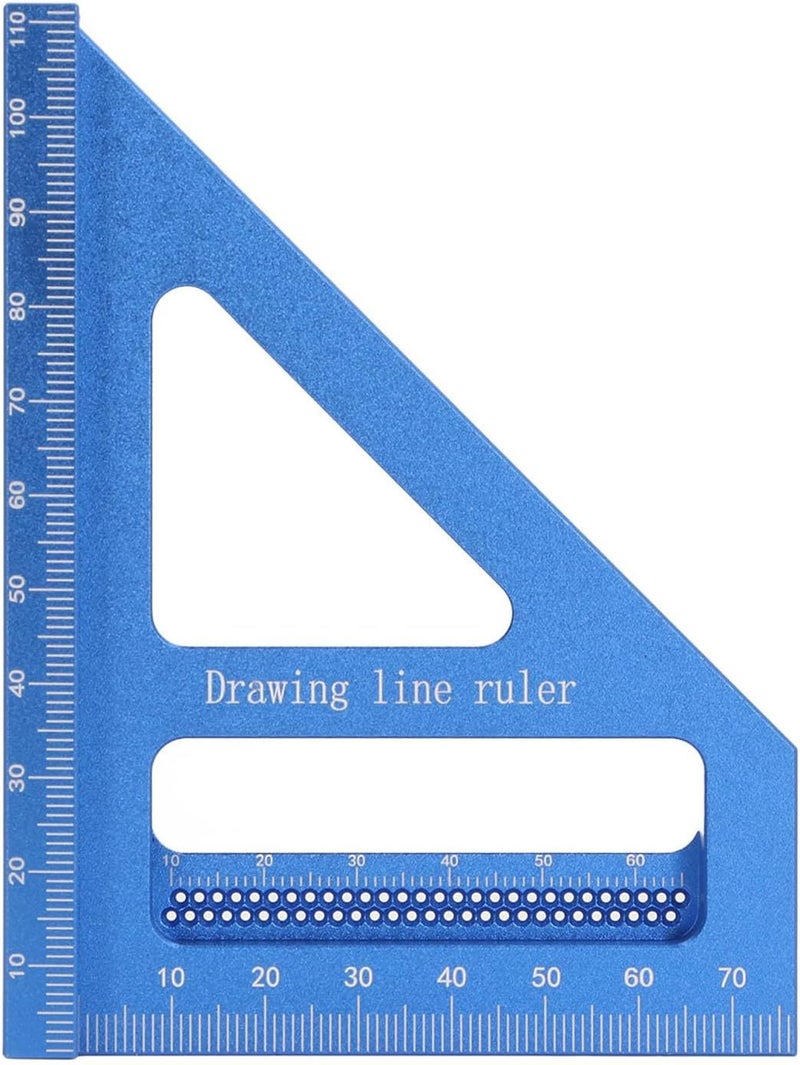 3D Multi Angle Aluminum Woodworking Square Ruler Protractor Miter Accurate Scale Lightweight for Engineers Carpenters Decorators Blue - Image 1