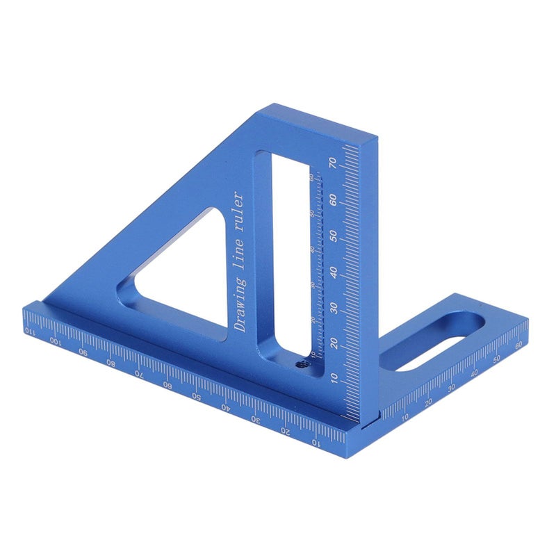 3D Multi Angle Aluminum Woodworking Square Ruler Protractor Miter Accurate Scale Lightweight for Engineers Carpenters Decorators Blue - Image 4