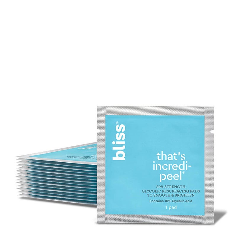 Bliss That's Incredi-Peel Glycolic Resurfacing Facial Pads - 15 ct - Single-Step Pads for Exfoliating and Brightening - Targets Fine Lines and Discoloration - Travel-Friendly - Vegan & Cruelty-Free - Image 1