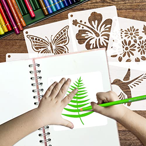 CH HAICHENG 50 PCS Flower Painting Stencils Reusable Flower Stencils for Painting on Wood Rocks Canvas Fabric Glass Pottery 4x4 Inch - Image 5