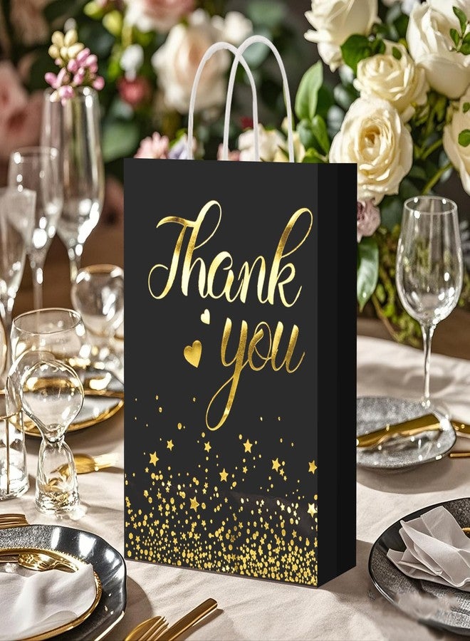DISWALE 50 Pcs Thank You Gift Bags, Gold Thank You Wedding Bags with Handle for Graduation Business Shopping Wedding Baby Shower Party Favors(Black - Image 4