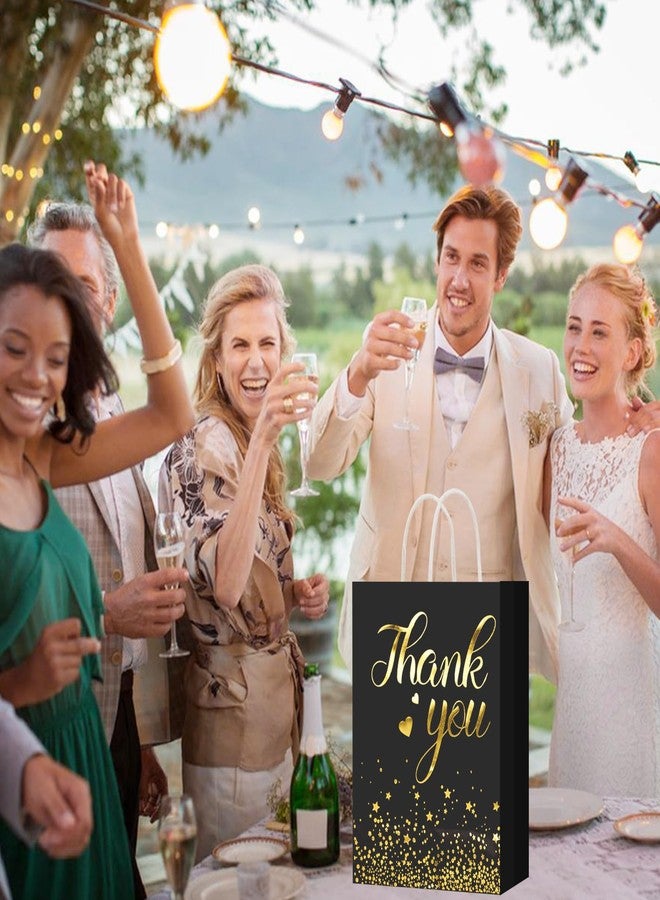 DISWALE 50 Pcs Thank You Gift Bags, Gold Thank You Wedding Bags with Handle for Graduation Business Shopping Wedding Baby Shower Party Favors(Black - Image 5