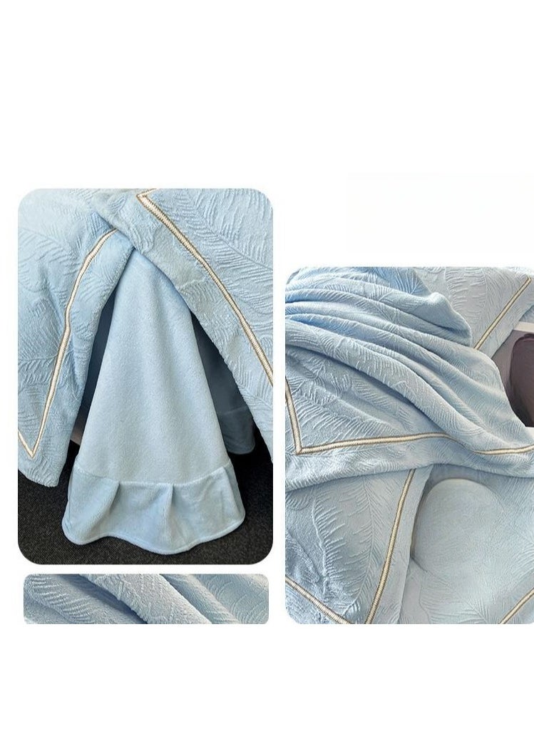 Generic Fitted Sheet Style — ﻿ Carved Velvet Cloth Embroidered Wide Edge Milk Velvet Four Piece Bedding Set  - Image 3