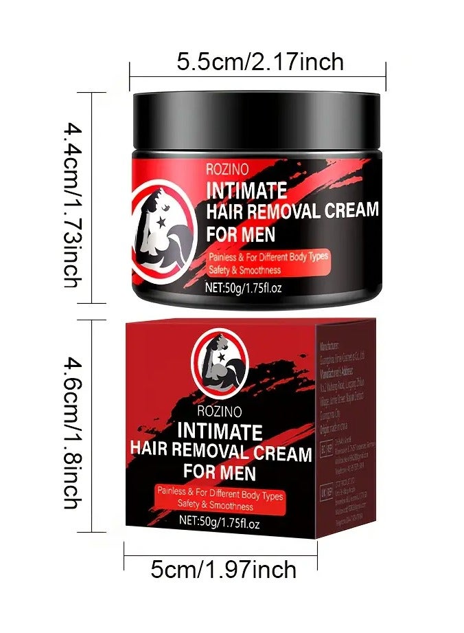 Rozino ROZINO Intimate Hair Removal Cream for Men - 50g, Fruit Plant Extracts, Hypoallergenic, Alcohol-Free, Easy Application, Smooth Skin Effect, Suitable for All Skin Types  - Image 3