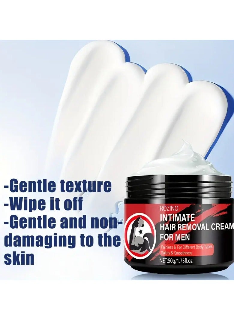 Rozino ROZINO Intimate Hair Removal Cream for Men - 50g, Fruit Plant Extracts, Hypoallergenic, Alcohol-Free, Easy Application, Smooth Skin Effect, Suitable for All Skin Types  - Image 2