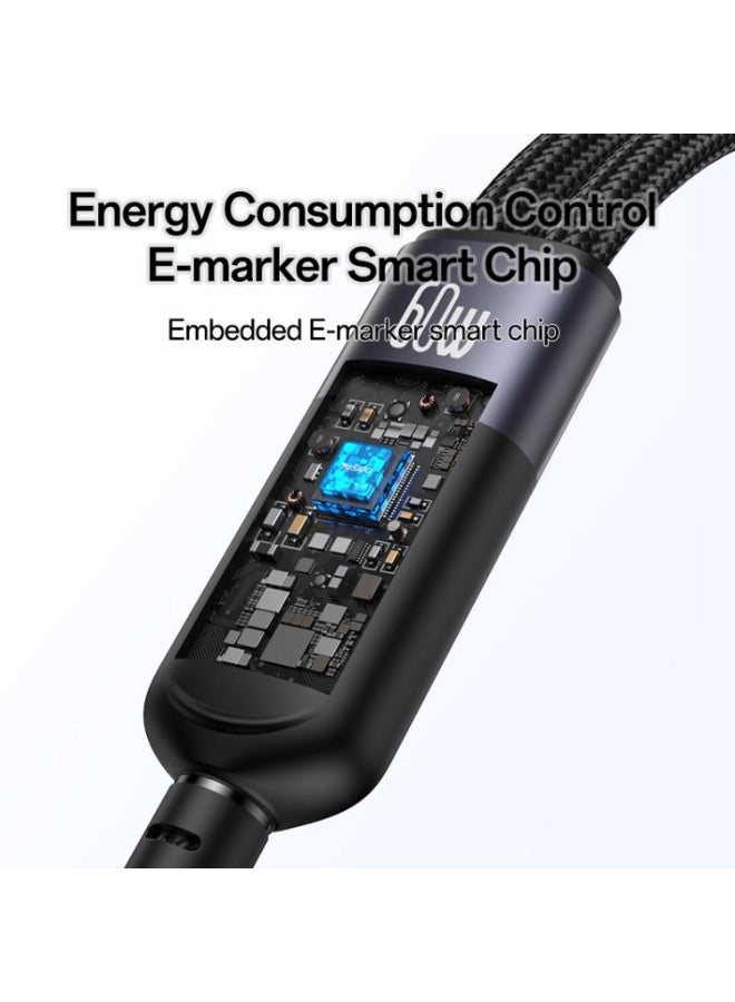 يسيدو كابل شحن Yesido CA136C 2 في 1، 60 واط، USB-C / Type-C إلى Type-C وiWatch، بطول 1.2 متر (أسود) - Image 4