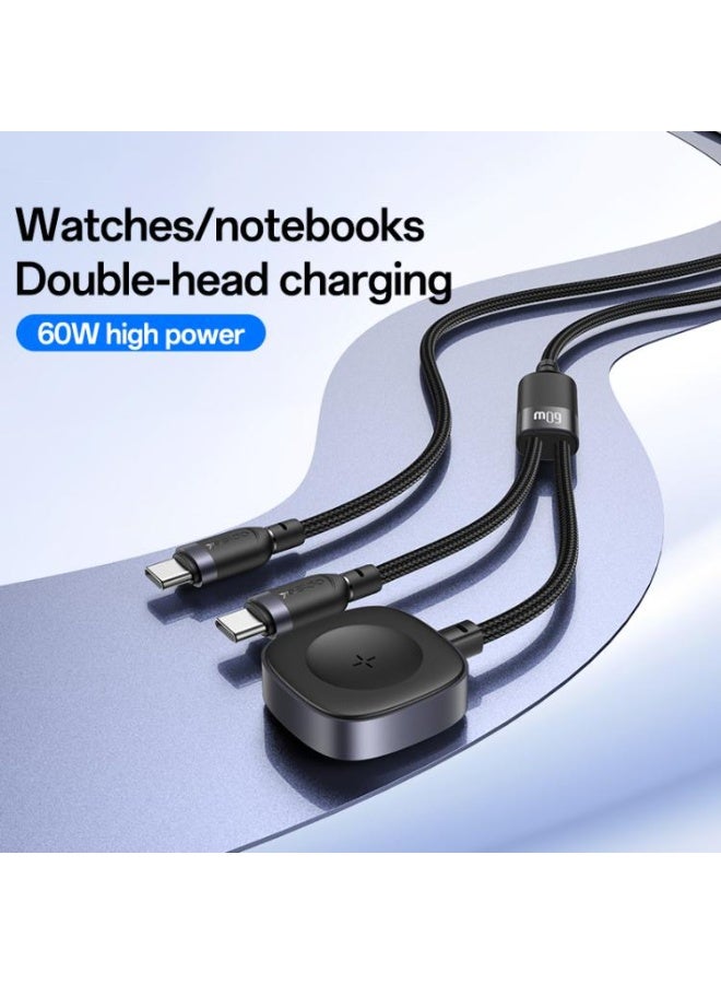 يسيدو كابل شحن Yesido CA136C 2 في 1، 60 واط، USB-C / Type-C إلى Type-C وiWatch، بطول 1.2 متر (أسود) - Image 2