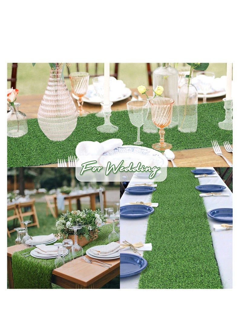 12 × 72 بوصة العشب الاصطناعي طاولة الطعام عداء ديكور الطاولة الخضراء لحفل زفاف ، عيد ميلاد ، مأدبة ، استحمام الطفل ، ديكور المنزل - Image 2