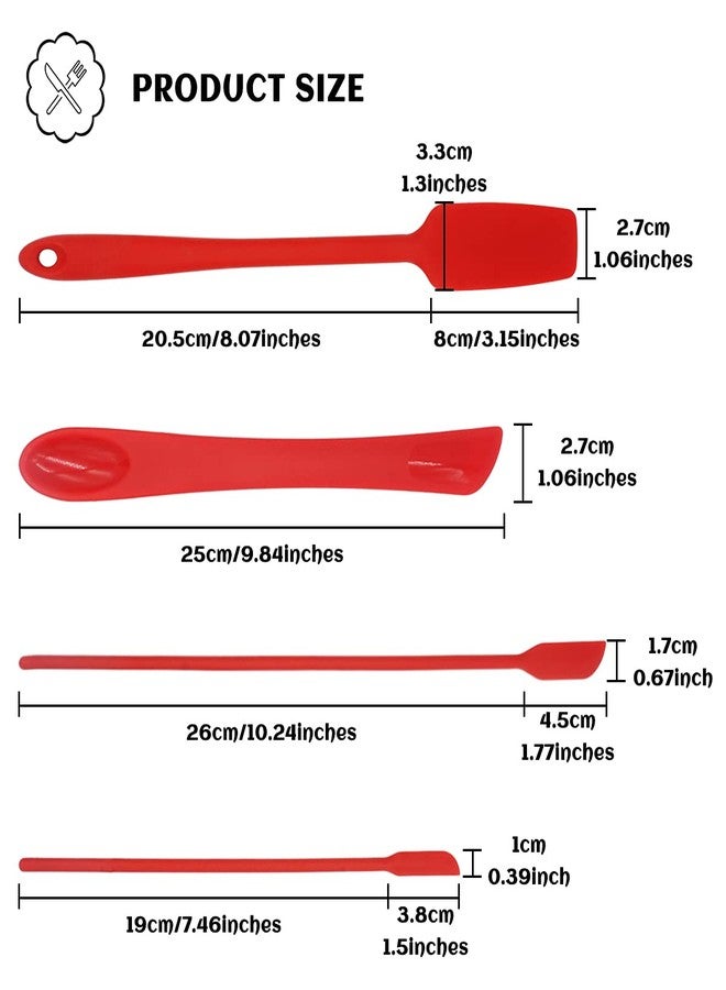 ROORUZ Mini Thin Silicone Slim Spatula Spoon Set,Small jar Long Handle Skinny Makeup spatulas Tiny Scraper Tool,Slender Narrow can Bottle Flexible Dual-use Kitchen Gadgets (Red), L 11.8 x W 3.1 Inch - Image 4