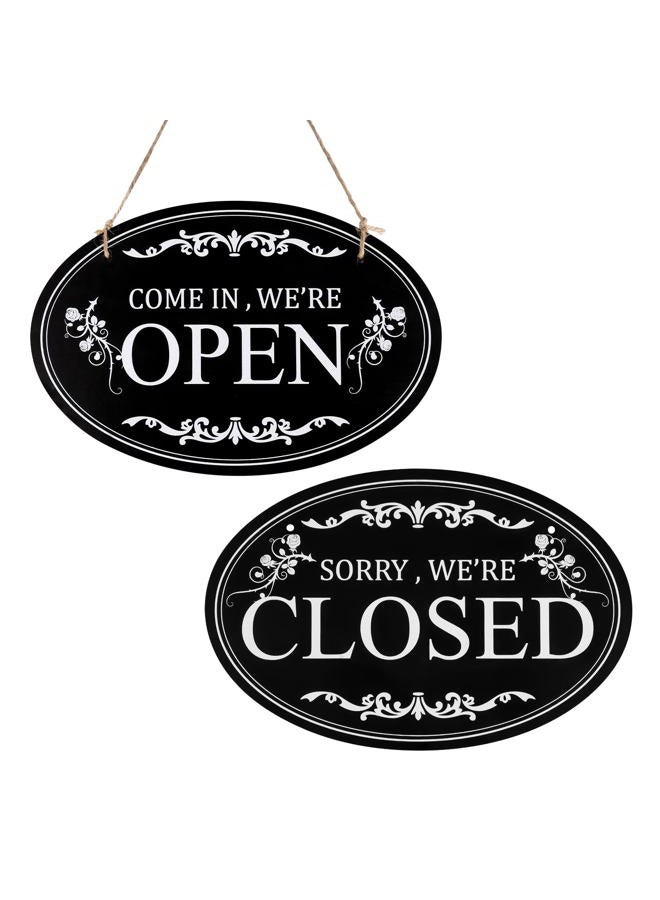 SAVITA Open and Closed Business Sign, 11.8x7.9inch Double Sided Reversible Come in We're Open and Sorry We're Closed Sign Business Outdoor Sign for Hotel Restaurant Cafe Door - Image 1