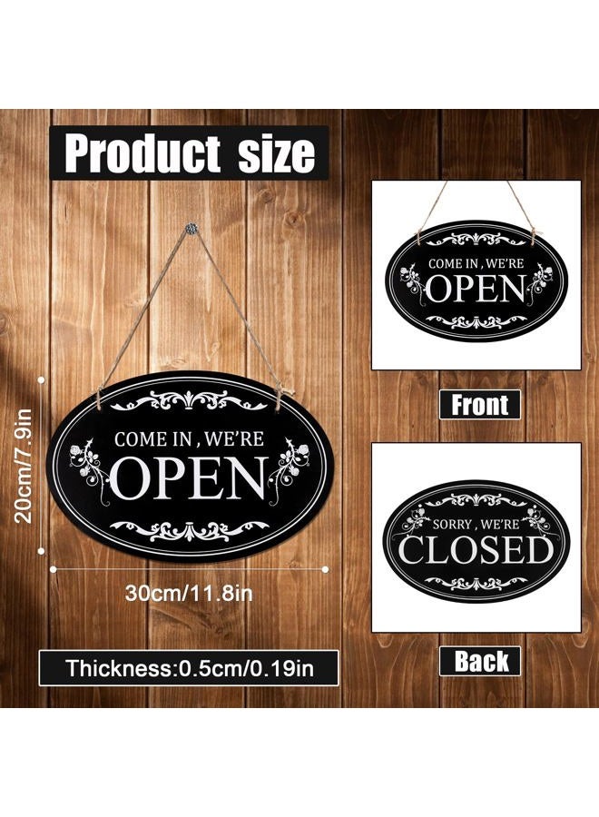 SAVITA Open and Closed Business Sign, 11.8x7.9inch Double Sided Reversible Come in We're Open and Sorry We're Closed Sign Business Outdoor Sign for Hotel Restaurant Cafe Door - Image 2