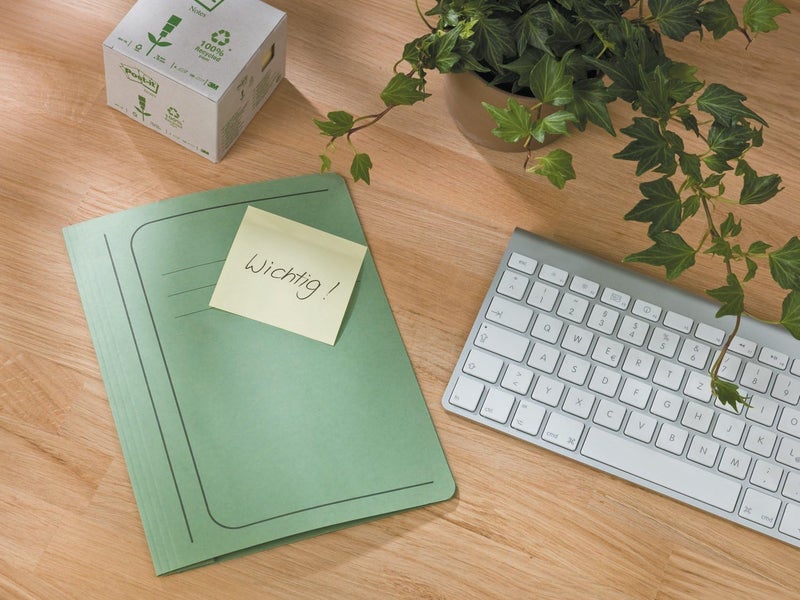 بوست-إت ملاحظات Post-it قابلة لإعادة التدوير، لون أصفر كناري، عبوة تحتوي على 6 ألواح، 100 ورقة في كل لوح، مقاس 38 مم × 51 مم، لون أصفر – ملاحظات لاصقة مصنوعة من ورق معاد تدويره بنسبة 100% - Image 2