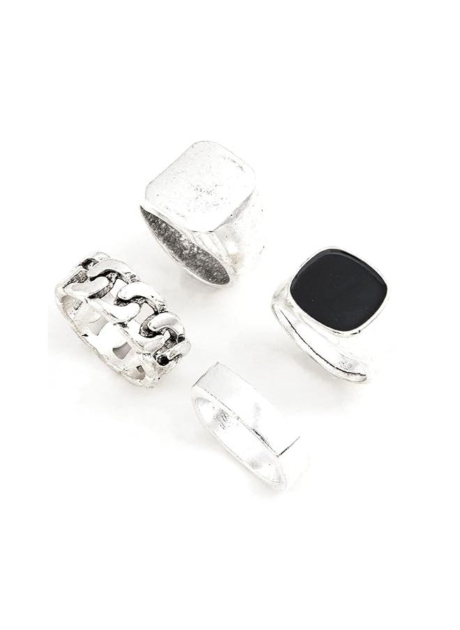 Shining Diva Fashion Latest Stylish Metal Boho Midi Finger Rings For Women And Girls Silver  - Image 1