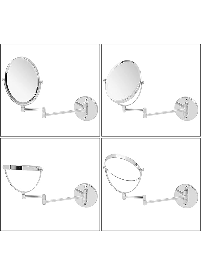 إيروريكس مرآة مكياج مثبتة على الحائط مكبرة 5 مرات ومرآة مكياج مزدوجة الجوانب للحمام بطول 8 بوصات ومرآة بلمسة نهائية من الكروم المصقول - Image 5