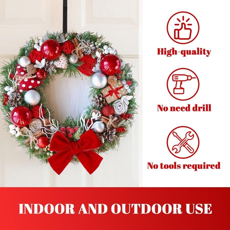 SHOESFEILD Metal Wreath Hanger for Front Door, Adjustable Wreath Hanger from 12-20", Single Hook, Heavy Duty, Holds up to 20 lbs, Over-the-Door Hook for Hanging Easter, Halloween, Fall, Christmas Decorations - Image 4