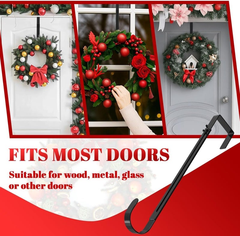 SHOESFEILD Metal Wreath Hanger for Front Door, Adjustable Wreath Hanger from 12-20", Single Hook, Heavy Duty, Holds up to 20 lbs, Over-the-Door Hook for Hanging Easter, Halloween, Fall, Christmas Decorations - Image 5