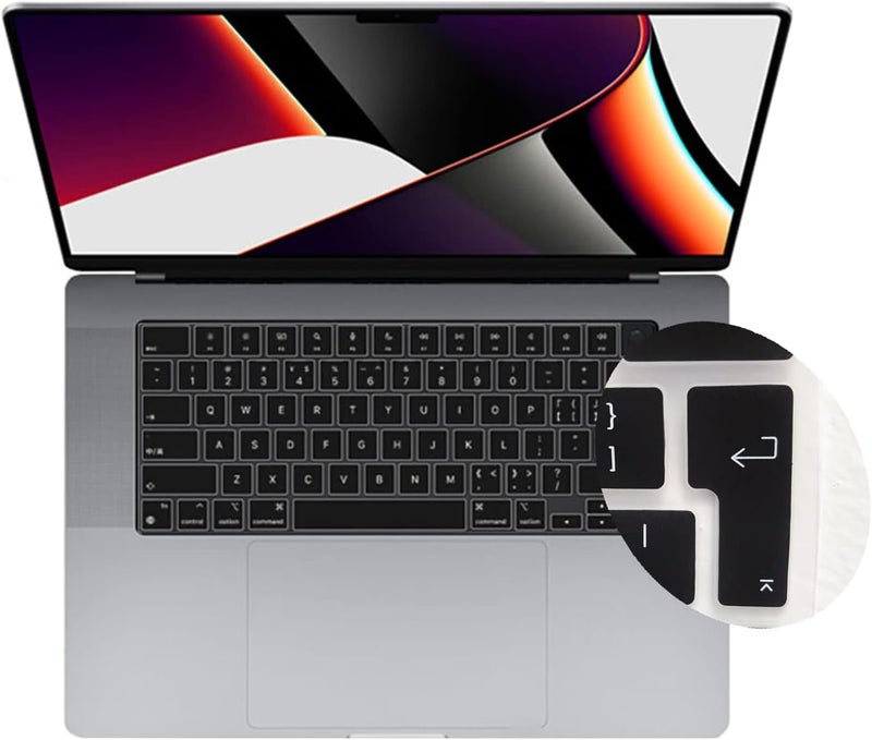 سيفن لاين غطاء لوحة مفاتيح سيليكون من متوافق مع Macbook لجهاز Mac Neo وAir 13/15 وPro 14/16 بوصة (M5 M4 M3 M2 M1 A18 Pro) 2026/2025/2024/2023/2022/2021، مقاوم للماء والغبار، تخطيط EU، أسود - Image 3