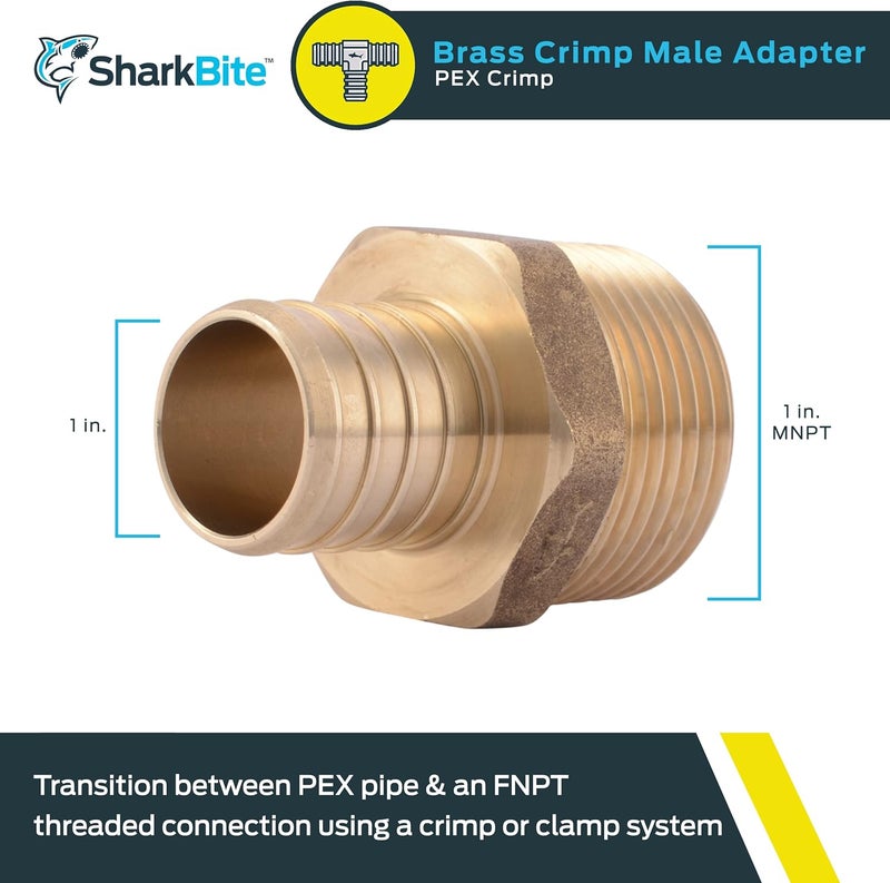 SharkBite محول ذكر MNPT بقطر 1 إنش، ملحقات سباكة نحاسية، أنبوب PEX، نحاس، UC140LFA - Image 2
