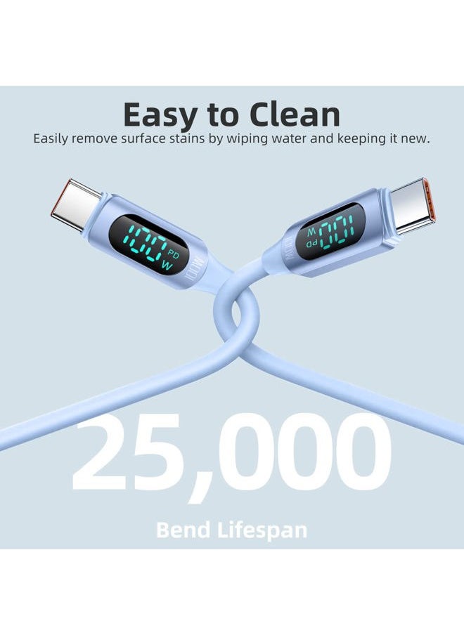 toocki - 6.6FT USB C to USB C Cable 100W 5A PD USBC to USBC Fast Charging Cable Silicone Type C to Type C Cable with LED Display for Moto G04 G24 G Power Eage 50 Razr 40 - Image 1