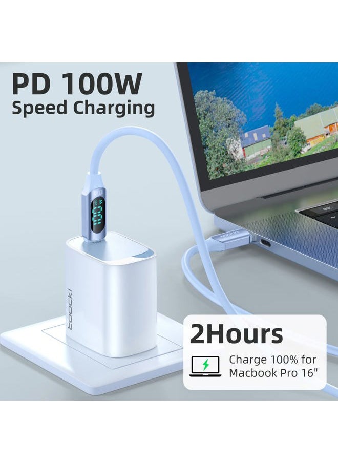 toocki 6.6FT USB C to USB C Cable 100W 5A PD USBC to USBC Fast Charging Cable Silicone Type C to Type C Cable with LED Display for Moto G04 G24 G Power Eage 50 Razr 40  - Image 2