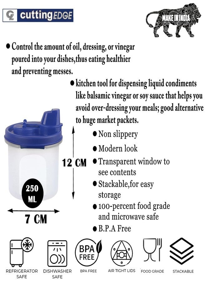 Cutting EDGE Air-Tight & Leak Proof Plastic Oil Pourer - for Vinegar, Sauces, Olive & Refined Oils, Easy Flow, BPA Free, Refrigerator Safe (Dark Blue) (2, 250ML) - Image 4