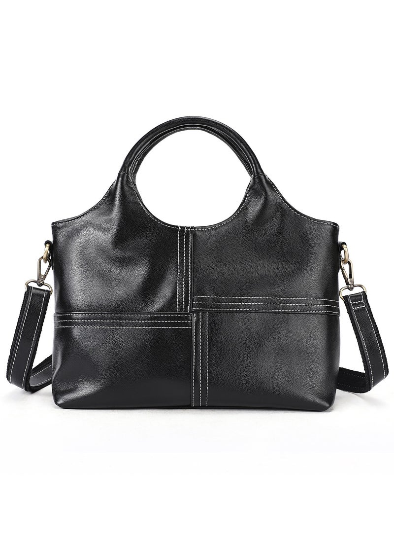 Women's Black Tote & Crossbody Bag - Multiway Large Capacity with Stitch Detailing | iPad Compartment | Versatile Shoulder Bag for Work/Travel - Image 1