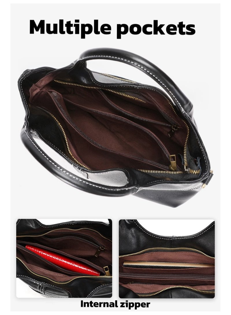 Women's Black Tote & Crossbody Bag - Multiway Large Capacity with Stitch Detailing | iPad Compartment | Versatile Shoulder Bag for Work/Travel - Image 3