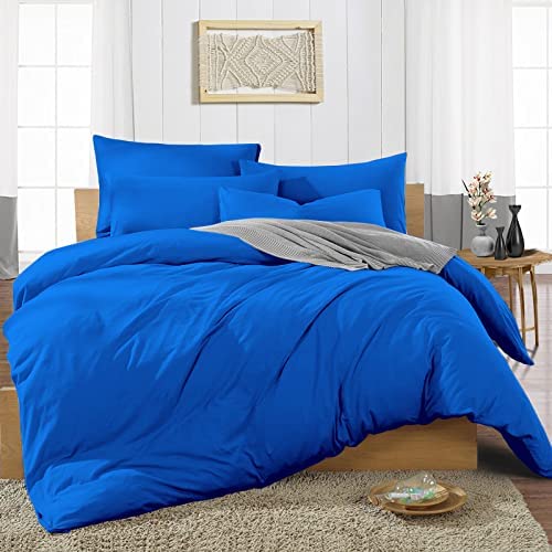 EASY BEDDING 3PC RajaiDuvetBlanket Cover Set with Zipper Closure 100 Egyptian Cotton 1 Zipper Closure RajaiDuvet Cover 2 Pillow Covers 600 Thread Count Soft and CoolRoyal Blue SolidDouble Size - Image 1