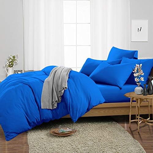 EASY BEDDING 3PC RajaiDuvetBlanket Cover Set with Zipper Closure 100 Egyptian Cotton 1 Zipper Closure RajaiDuvet Cover 2 Pillow Covers 600 Thread Count Soft and CoolRoyal Blue SolidDouble Size - Image 2