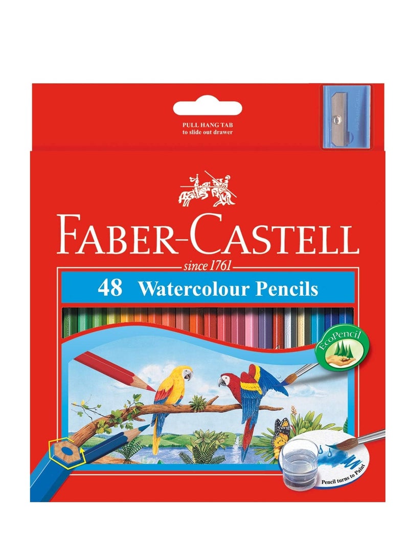 FABER-CASTELL Faber-Castell Parrot Design 48 Water Colour Pencils in a Cardboard Box  - Image 1