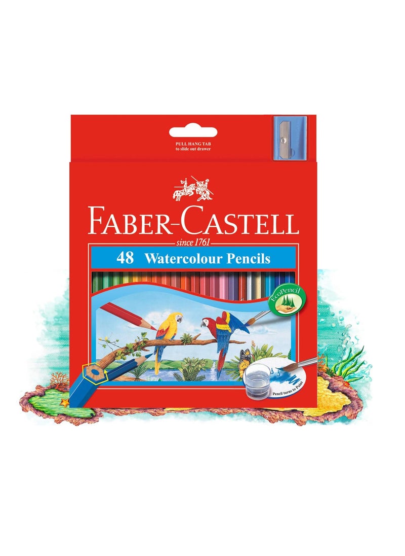FABER-CASTELL Faber-Castell Parrot Design 48 Water Colour Pencils in a Cardboard Box  - Image 3