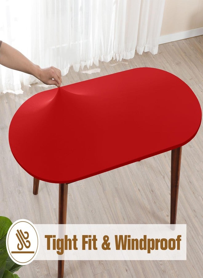 NEWISHER Fitted Oval Tablecloth 42 x 60 Inch Elastic Table Cloth, Stretch Spandex Table Cover Red Washable Polyester Top Cap Cover for Dining Picnic Camping Indoor and Outdoor - Image 3