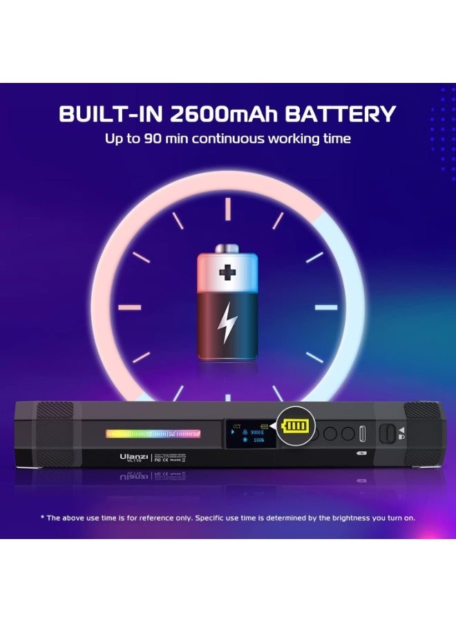 ULANZI VL110 RGB Light Stick, Portable Camera LED Video Tube Light, 2500-9000K Dimmable, 2600mAh Battery, Magnetic Attraction for Photography, TikTok - Image 4