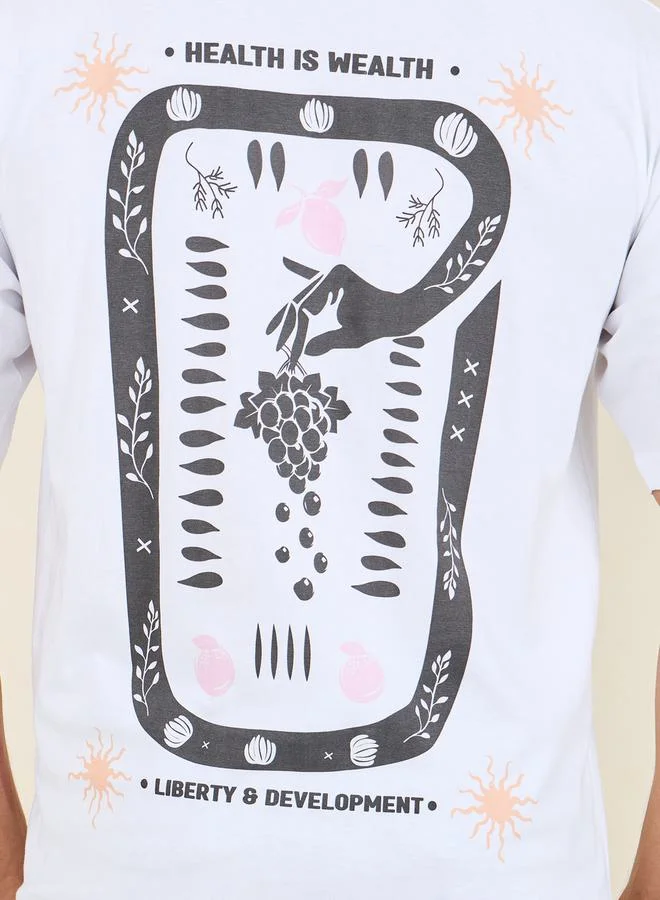Styli Oversized Health Graphic Back Print Compact Jersey T-shirt